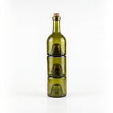 Olive green recycled glass stackable oil bottle set