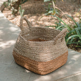 Natural woven storage basket made from banana fibre and seagrass