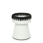 White and black terracotta candle holder with raffia trim