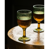 Green ripple glass wine glass