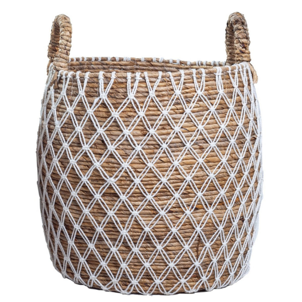 Brown woven banana fibre storage basket