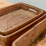 Rattan Serving Tray Amahai Brown – Handmade Decorative Tray in 3 Sizes