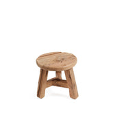 Natural reclaimed teak wood stool with three legs