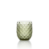 Olive green ribbed glass water glass
