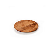 Brown teak wood round plate