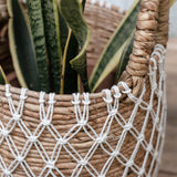 Brown woven banana fibre storage basket