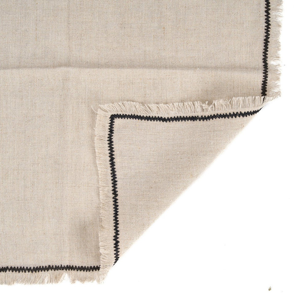 Natural linen napkin with black edge