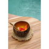 Natural raffia coaster with fringed edge