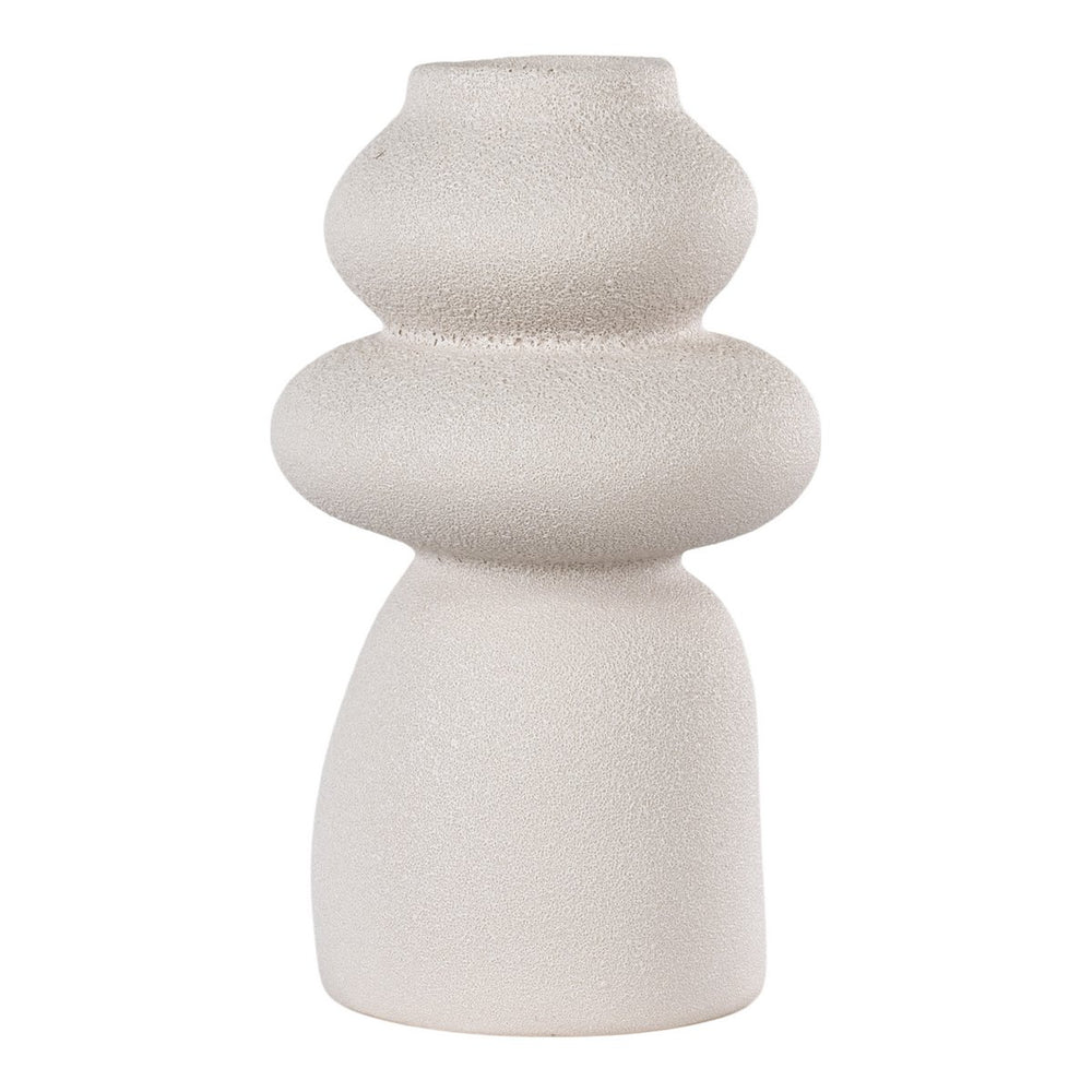 Beige stoneware sculptural vase