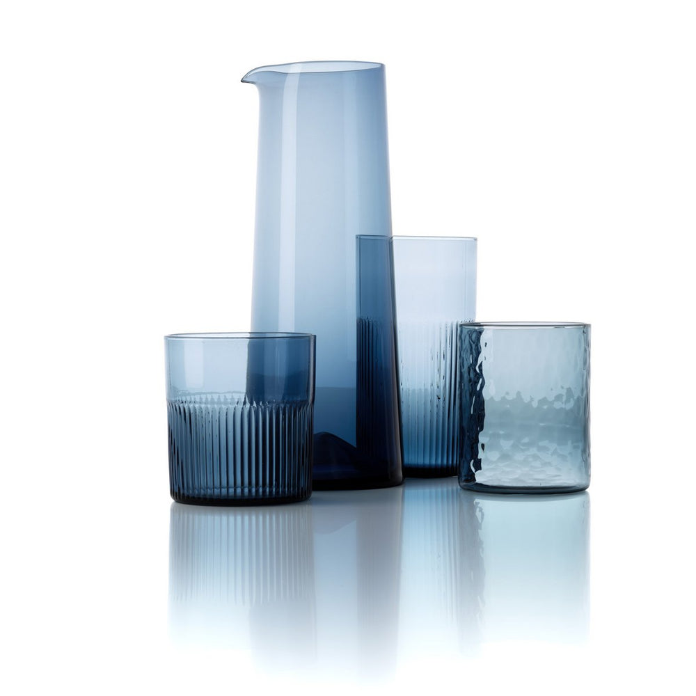 Blue rippled glass tumbler