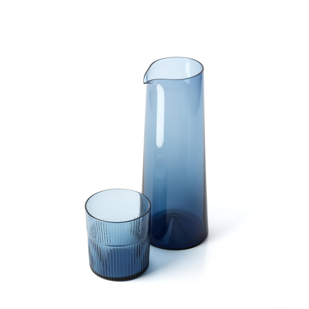 Blue rippled glass tumbler