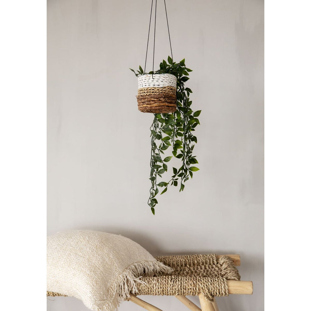 Natural white banana leaf hanging plant basket