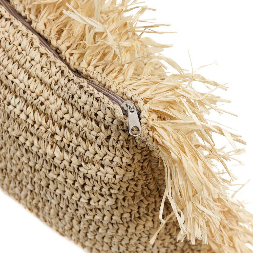 Natural raffia rectangular cushion cover