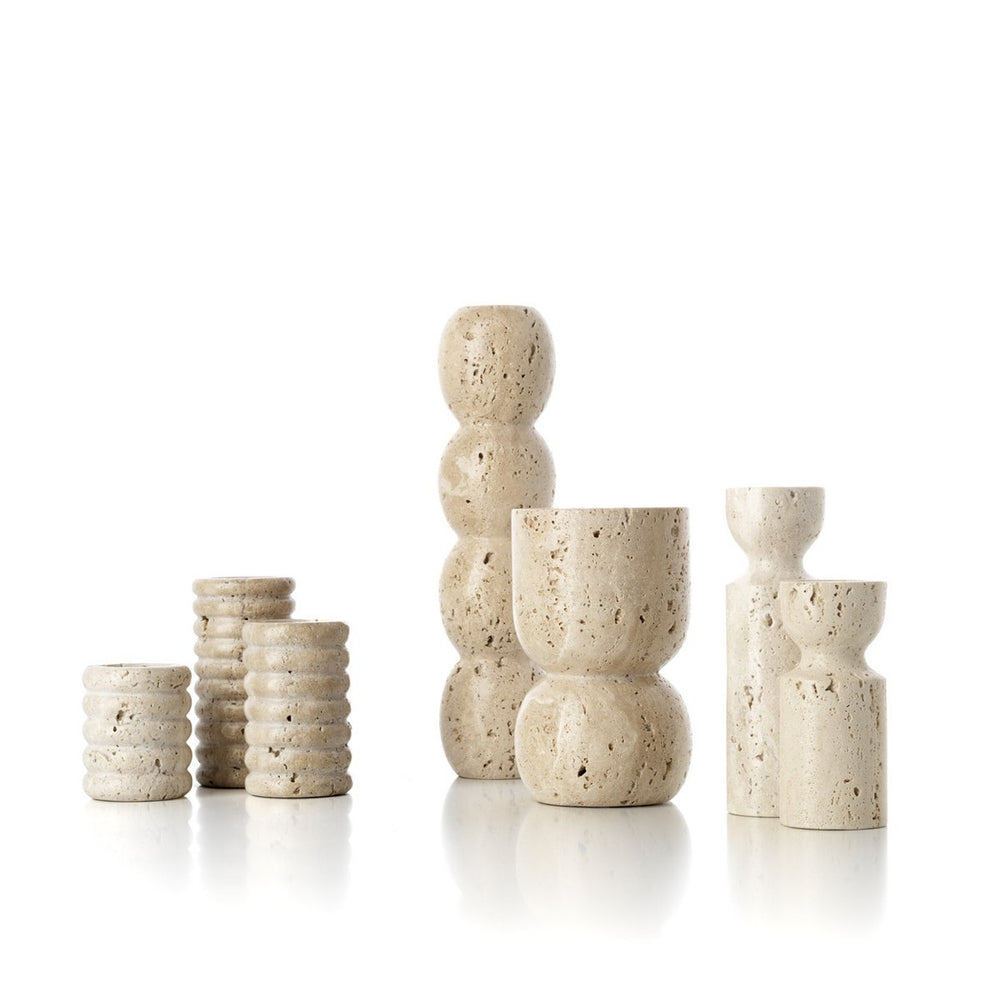 Beige travertine t-light holder