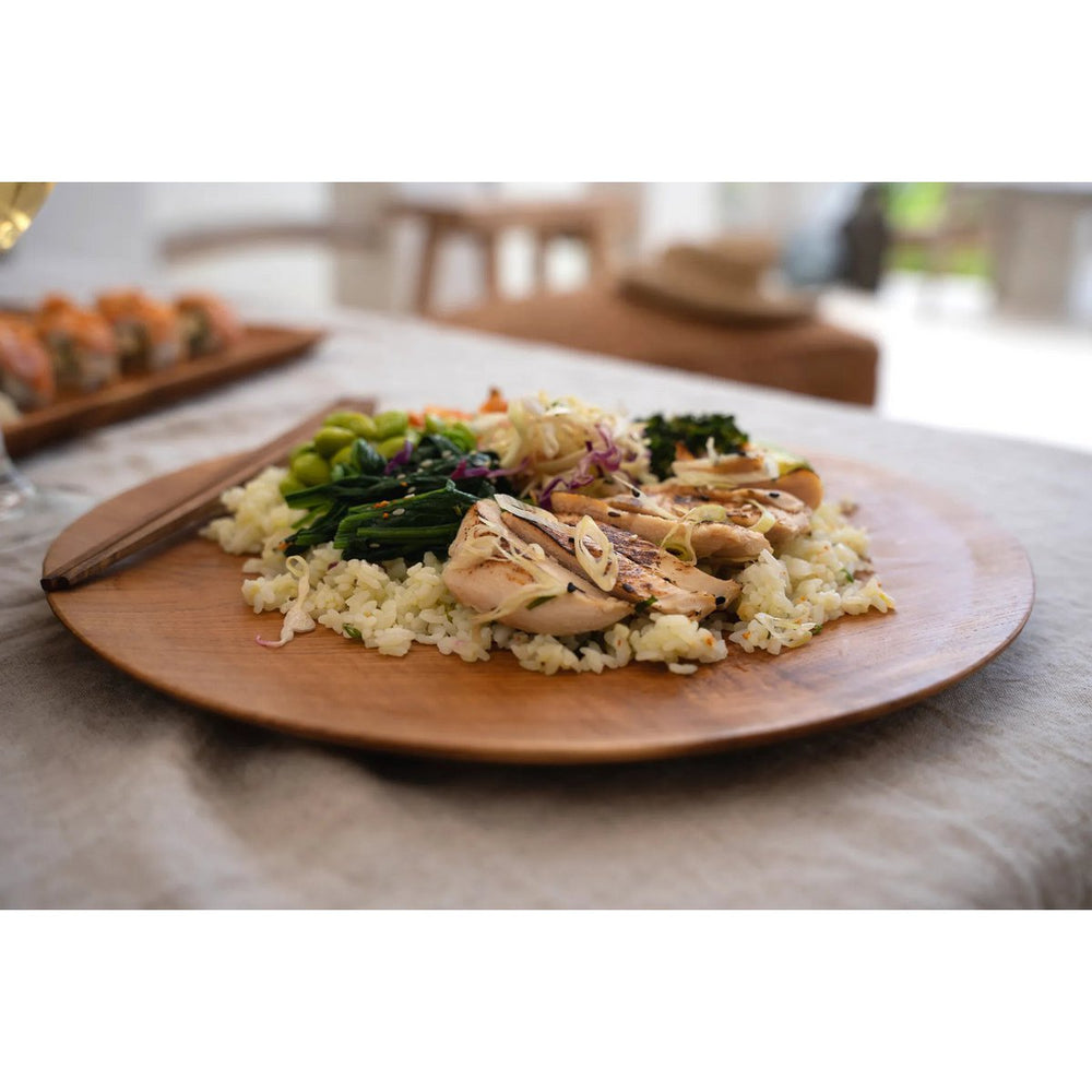 Round teak wood plate