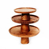 Brown teak wood cake dish