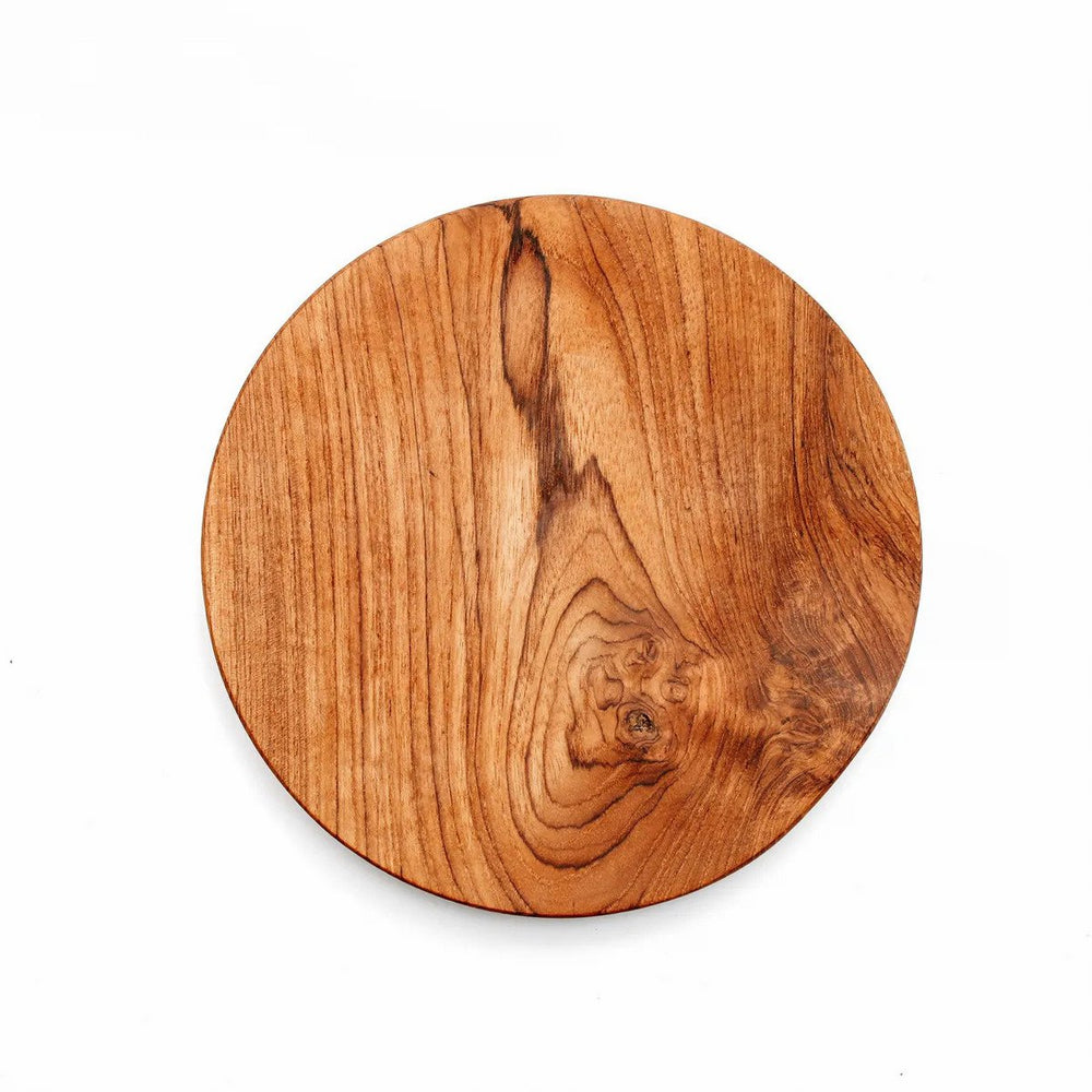 Round teak wood plate