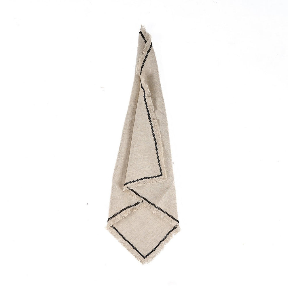 Natural linen napkin with black edge