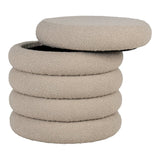 Beige Bouclé storage pouf