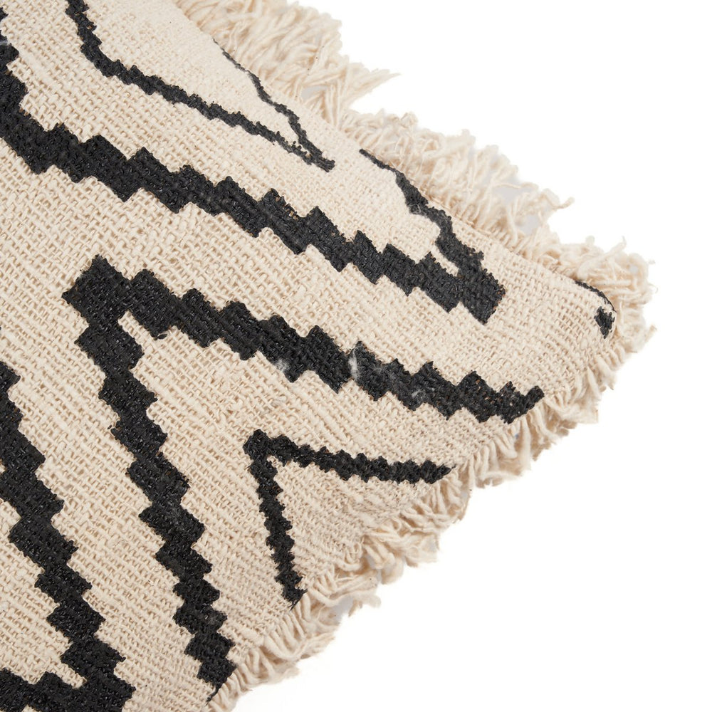 Black geometric cotton cushion cover
