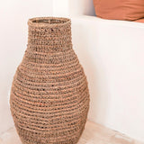 Brown woven banana fibre boho vase