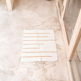 Handwoven Cotton Rug Gianyar – White & Brown Bathroom Mat 64x51 cm