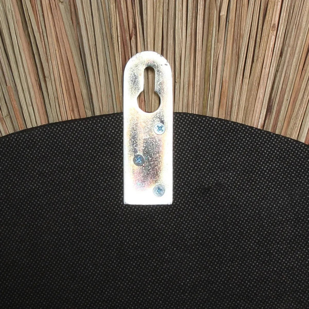 Beige round grass-framed mirror