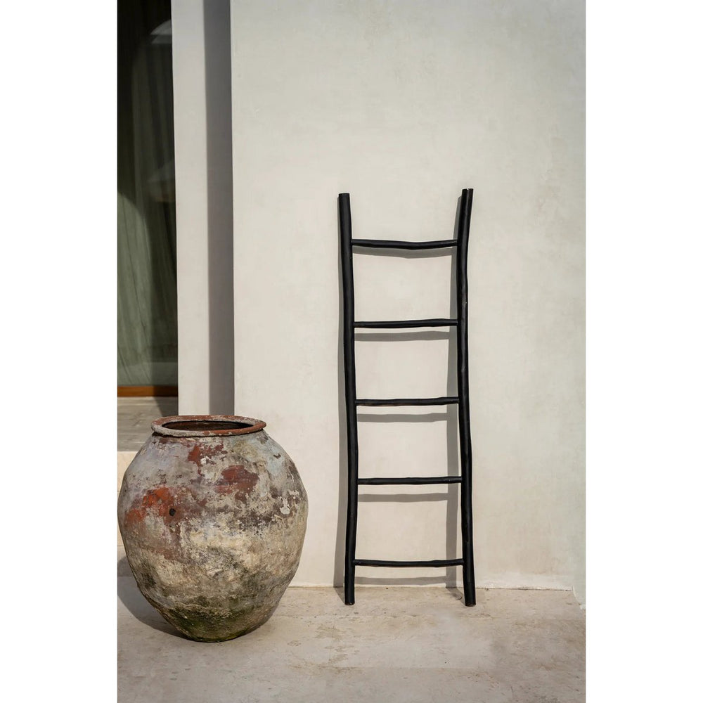 Black solid teak wood ladder