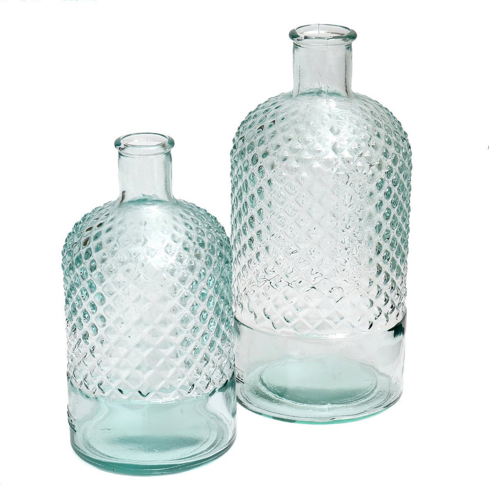 Blue handcrafted glass bottle