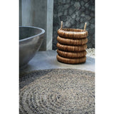 Beige woven seagrass basket with handles