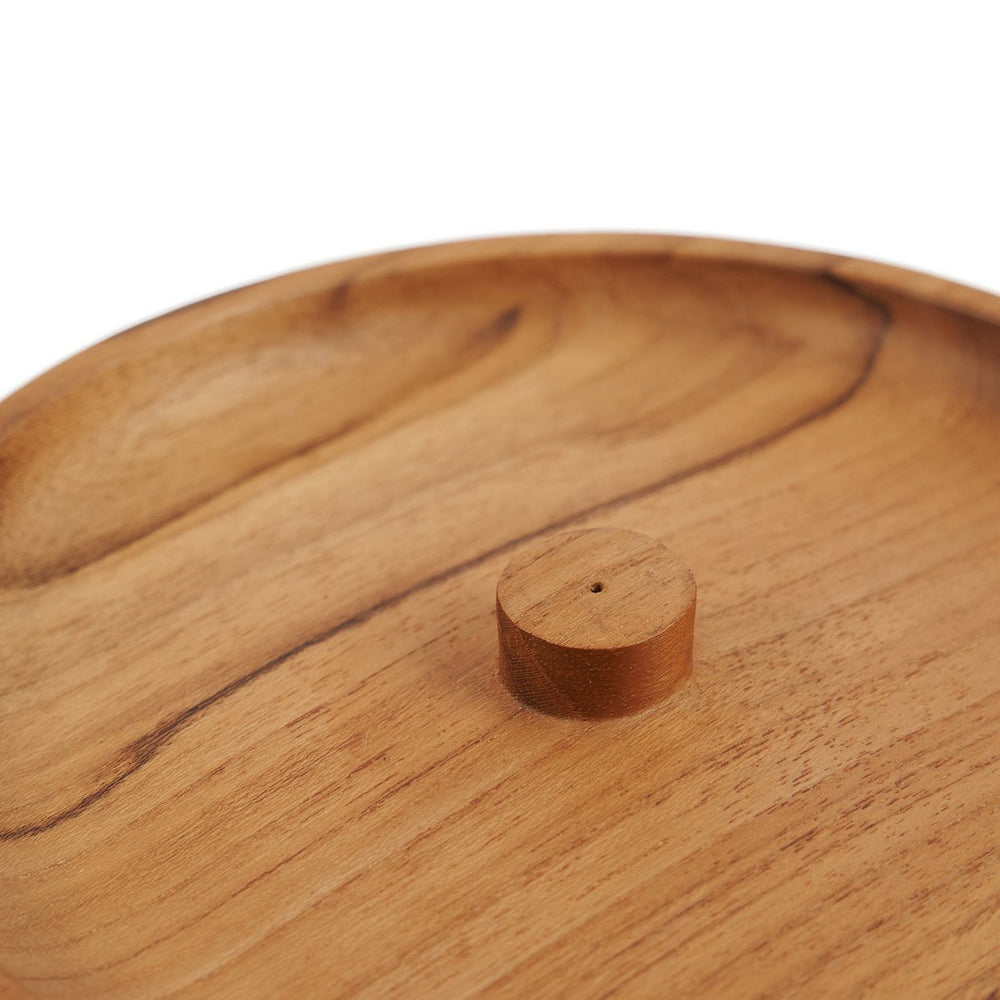 Natural teak wood incense holder