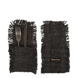 Black navy cotton cutlery holder