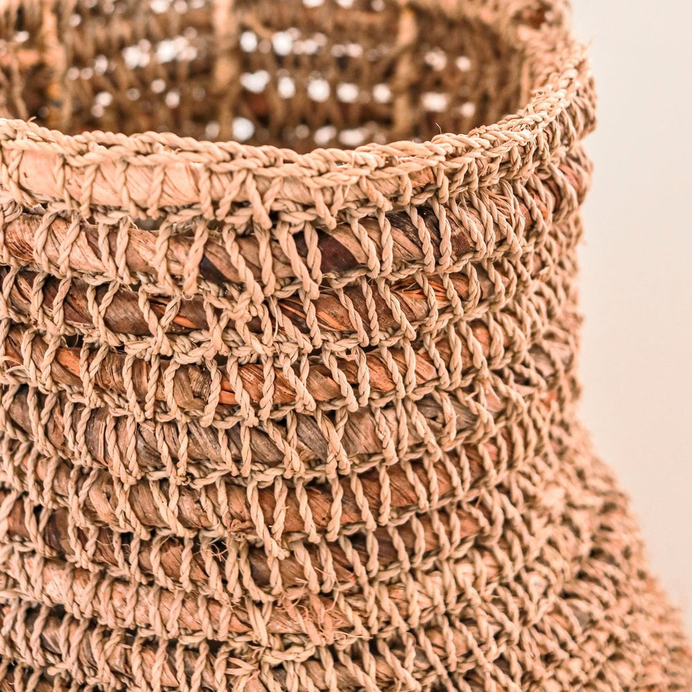 Brown woven banana fibre boho vase